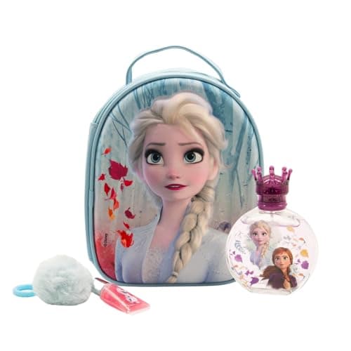 Image of Disney Frozen Perfume Gift Set for Kids, Natural Eau de Toilette Perfume Spray 100ml, 3D Zip Case & Lip Gloss with Pompom Charm, Vegan & Dermatologically Tested, Best Gift for Occasions & Daily Use