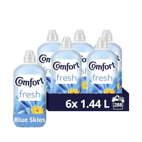 Image of Comfort Fresh Blue Skies Fabric Conditioner with Stay Fresh technology 100 Days of Freshness 288 washes (6x 1.44 L)