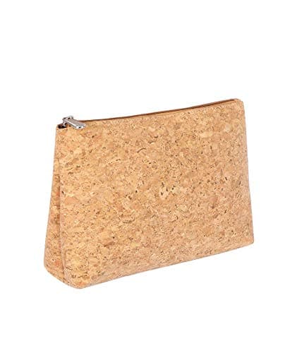 Image of Designer Hudson & James Cork Vegan Made of Eco Friendly Cork Make up Bag Portable Large Travel Cosmetic Bag Pouch Travel Makeup Pouch Storage Organiser for Women Girl (Natural Cork)