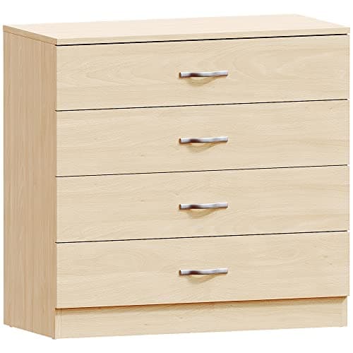 Image of Vida Designs Riano 4 Drawer Chest of Drawers, Metal Handles and Runners, Anti-Bowing Drawer Support, Bedroom, Nursery Furniture, Pine