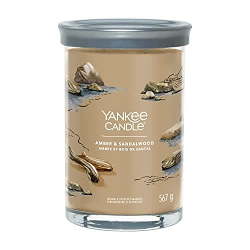 Image of Yankee Candle Signature Scented Candle | Amber & Sandalwood Large Tumbler Candle with Double Wicks | Soy Wax Blend Long Burning Candle | Perfect Gifts for Women