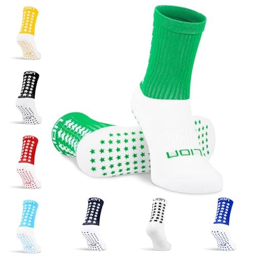 Image of Lion Elite 2.0 Grip Socks – Non-Slip Football Socks with Dual Grip – Pairs with Sleeves, Adults & Kids Sizes, Colours To Match Team Kit - Green | Small