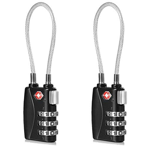Image of CFMOUR Luggage Locks - 3-Dial TSA Approved Suitcase Locks with Flexible Cable, Security Travel Combination Padlock for Suitcases Luggage Case Bag Code Lock - Black (Pack of 2)