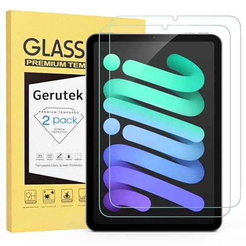 Image of Gerutek Screen Protector for iPad mini 7 (A17 Pro) 2024 & iPad mini 6 2021 8.3", Tempered Glass Film Guard, 9H Hardness HD Clear, Anti-Scratch, Bubble-Free, Support Apple Pencil
