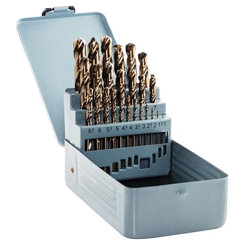 Image of Rennie Tool Company 1-13mm HSS Cobalt Drill Bit Sets With Metal Case - Drill Bits Set of 25 Pieces for Stainless Steel, Aluminium, Hards Metals, Cast Iron, Plastic & Wood