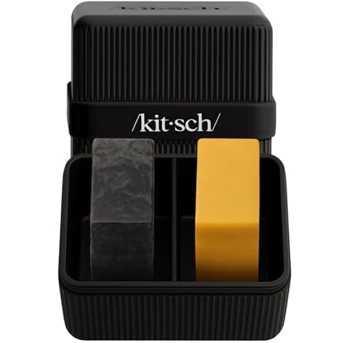Image of Kitsch 2-Compartment Travel Soap Case – Bar Soap Holder & Organizer, Travel Case for Bars – TSA-Approved – Lightweight, Durable, Leak-Proof, Made from Recycled Plastic – Black