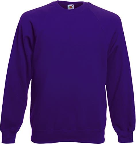 Image of Fruit of the Loom Raglan Sweatshirts in 12 Colours and Sizes S, M, L, XL, XXL, Purple