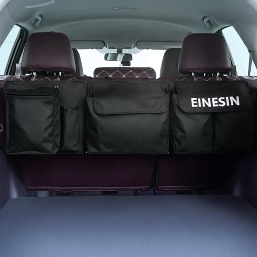 Image of Einesin Car Boot Organiser, Seat Back Hanging Organisers with Built-in Cooler - Detachable Storage Modules with Zippers, Car Trunk Tidy Organiser Bag for SUVs, Vans