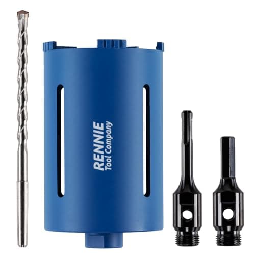 Image of 91mm x 150mm Long Diamond Core Drill Bit Set Includes SDS Adapter, Hex Shank Adapter & Centre Drill Bit. To Be Used In Concrete Masonry Brick Block Stone Granite Diamond Drill Bit Core Accessories