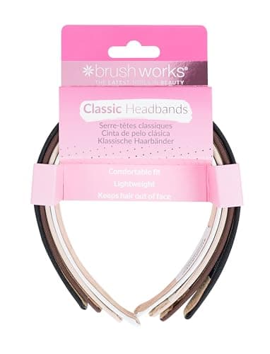 Image of Brushworks Classic Headbands – 4 Pack of Comfortable, Lightweight Hair Bands for Women | Neutral Colours for Everyday Wear, Workouts & Styling | Cruelty-Free & Vegan