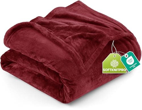 Image of Utopia Bedding Fleece Throw Blanket 127x152cm – Soft Warm Lightweight Breathable Small Versatile Luxury Decorative Throws For Sofa, Bed, Chair & Settees – Cosy Home Gift For Adults, Burgundy
