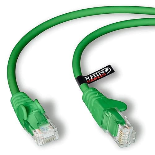 Image of rhinocables CAT 6 High-Speed Gigabit Ethernet Cable - Patch Network Lead for LAN| Snagless UTP With LSZH Jacket | RJ45 Connector - Internet, Router, Modem, Smart TV, PC & More (5m, Green, Pack of 1)