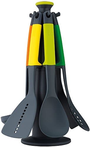 Image of Joseph Joseph Elevate - Kitchen Tools & Gadgets Carousel 6-Piece Utensil Set with Rotating Stand, Ergonomic Silicone Handles, Non Stick Head- Green