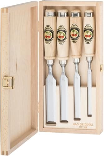 Image of Kirschen 1141000 Number 1141 Firmer Chisel Set with Hornbeam Handles - Multi-Colour (4-Piece)