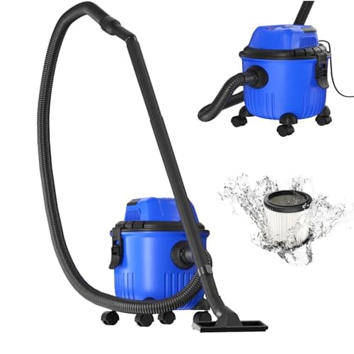 Image of Wet and Dry Vacuum Cleaner 2000W, Industrial Dust Extractor with Blowing Function, 15 Litre, 2m Cable, 1.5m Flexible Hose and Accessories - Home DIY Car Carpet Workshop and Professional Use, Blue