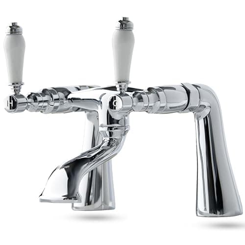 Image of Deva Georgian Bath Filler Tap Chrome Finish Solid Brass - 3/4 BSP Traditional Large Lever Bathroom Sink Tap - Ceramic Valves - WRAS KIWA Certified - 12 Year Warranty GE08