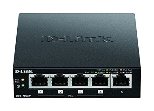 Image of D-Link 5-Port Desktop Gigabit PoE+ Switch, up to 30 W per PoE port, Total power budget of 60 W, Green, Compact and Silent, Plug & Play black DGS-1005P/B