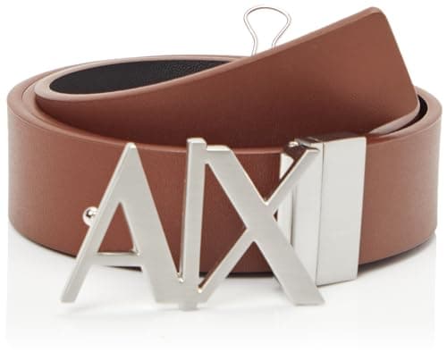 Image of Armani Exchange Essenial, double face, metal logo plaque Belt,