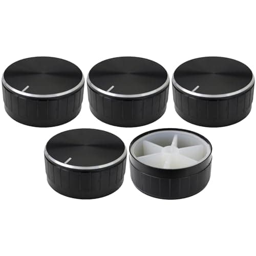 Image of 6mm Splined Hole Black Aluminium Amplifier/HiFi Control Knob Pack of 5 (40mm)