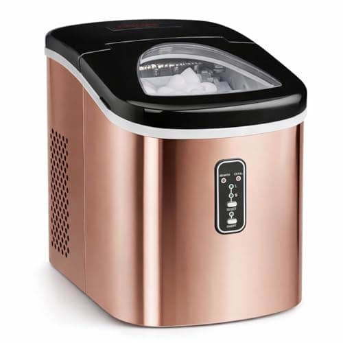 Image of Cooks Professional 14KG Ice Maker Machine with Scoop | Countertop Ice Cube Maker for Home, Kitchen, Bar | Large Capacity 2.2L Water Tank | Quick and Easy with 2 Ice Size Options | No Plumbing | Copper