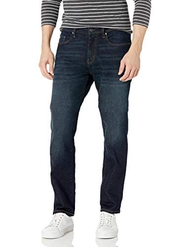 Image of Amazon Essentials Men's Athletic-Fit Stretch Jeans - Discontinued Colours, Dark Indigo/Rinsed, 29W / 34L