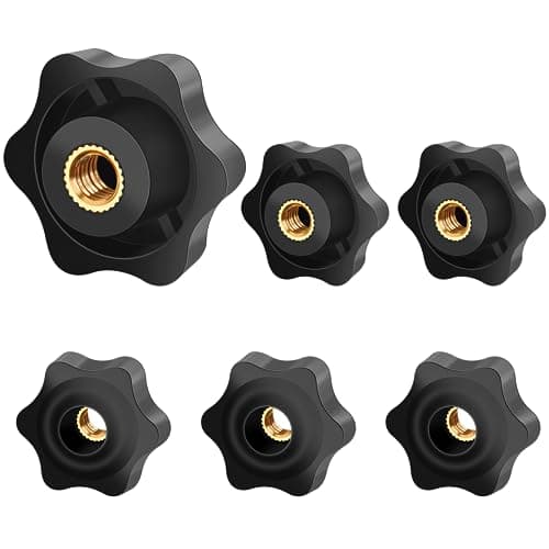 Image of Jeboler 6Pcs M6 Star Clamping Nuts, Handle Knobs Diameter 32mm, Plastic Star Grips for Machines, Furniture, Tools, Fitness Equipment - Thread Size M6