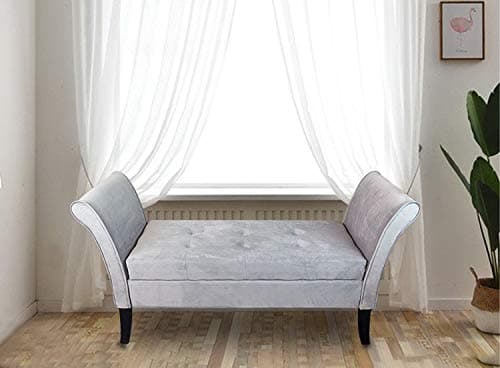Image of HomeHarmony® Windsor Easy to Assemble Velvet Window Seat Ottoman Storage Bed End Sofa Bench (Silver)