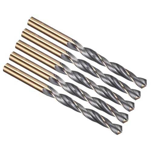 Image of PATIKIL 8mm Drill Bit, Jobber Straight Shank 4341 High-Speed Steel 118° Black and Gold Finish for Medium-hard Metal Steel Acrylic - 5 Pack