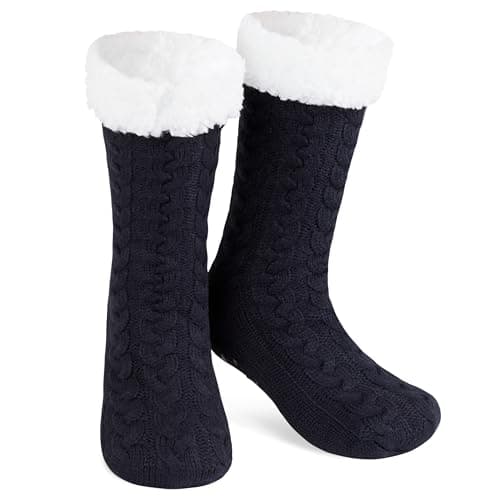 Image of CityComfort Slipper Socks for Women Teenagers, Cosy Warm Fleece Lined Bed Socks - Gifts for Her (Navy)