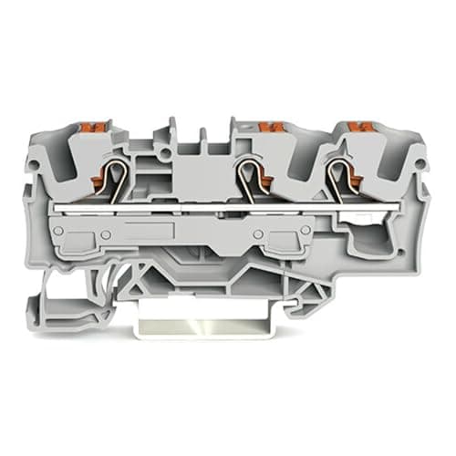Image of 2206-1301 | WAGO 3-CONDUCTOR THROUGH TERMINAL BLOCK WITH PUSH-BUTTON 6 MM², GREY