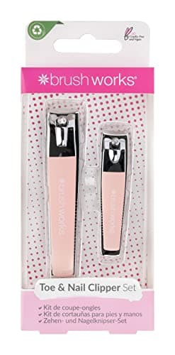 Image of Brushworks Toe & Nail Clipper Set, Pink, 2 Count