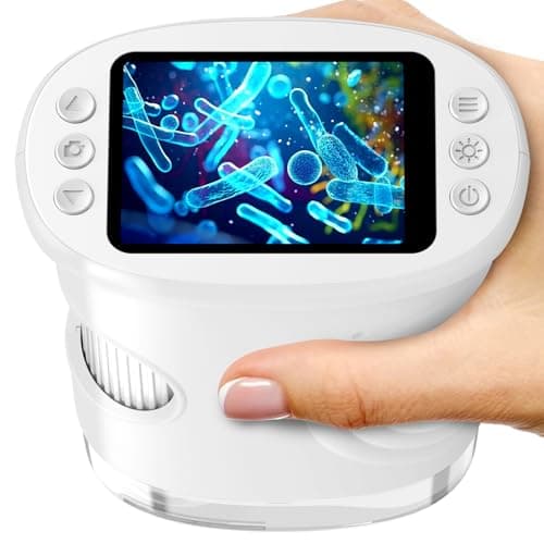 Image of Kids Microscope, Digital Microscope for Kids with 2" Screen, Pocket Microscope Magnifying Glass for Kids, Portable STEM Toys for Age 5 6 7 8 9 10, Photo & Video Edu Gift USB Rechargeable – White