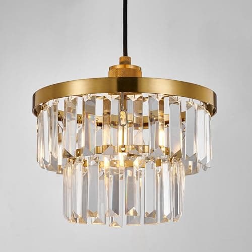Image of HARPER LIVING Easy Fit Pendant Shade, Brass Finish Ceiling Light Shade with Diameter 25cm - Modern Lamp Shades for Bedroom Kitchen Living Room Dining Room