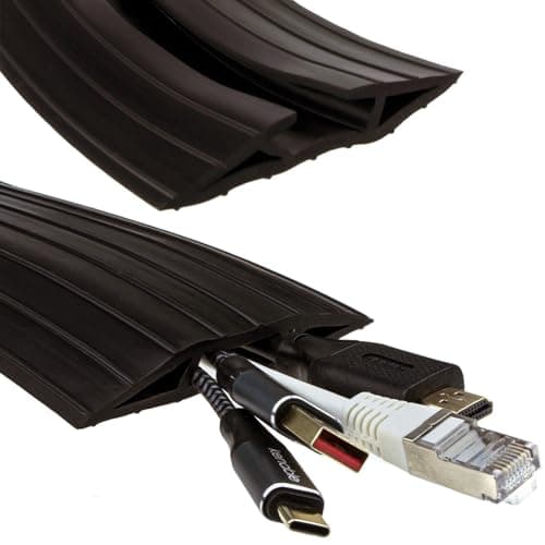 Image of Black Rubber Floor Cable Protector Cover 19 x 9.5mm Inner Channel 1m 3ft