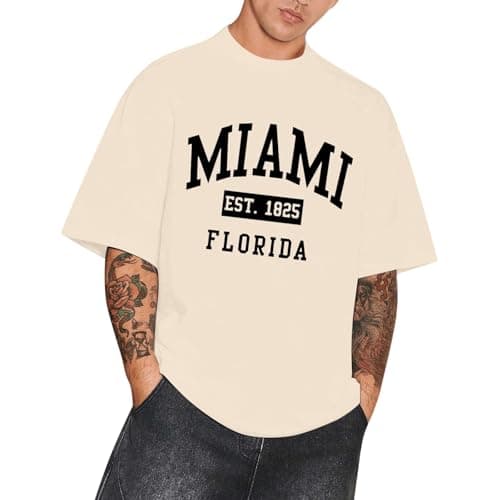 Image of Men's 1898 Brooklyn New York Letter Print Graphic Tees Oversized T Shirt Summer Tops Casual Summer Casual Tops (11-Khaki, XL)