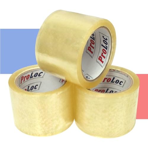 Image of ProLoc Extra Wide Packaging Tape (72mm x 66m) - Pick Colour & Qty - 3 inch Wide Ultra Strong Packing Tape with Sticky & Secure Seal for Packing Large & Heavy Boxes and Moving House (Clear, 3 Rolls)