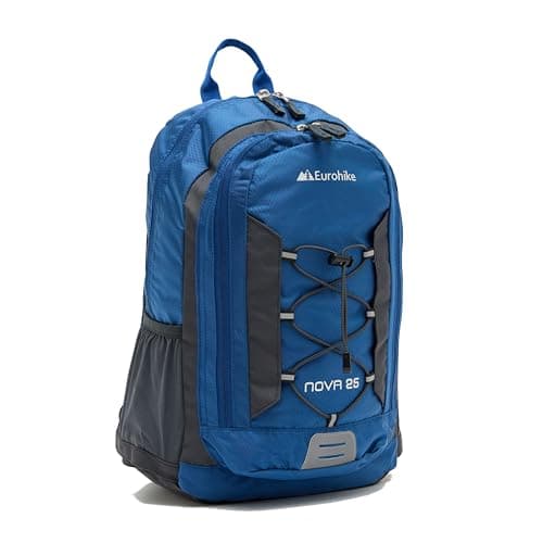 Image of Eurohike Nova 25 Litre Daysack with Ventilated Back Panel, Lightweight, Packable, Adjustable 25L Daypack, Backpack, Rucksack, Bag for Men Women & Kids, School, Commuting, Camping, Hiking (Blue)