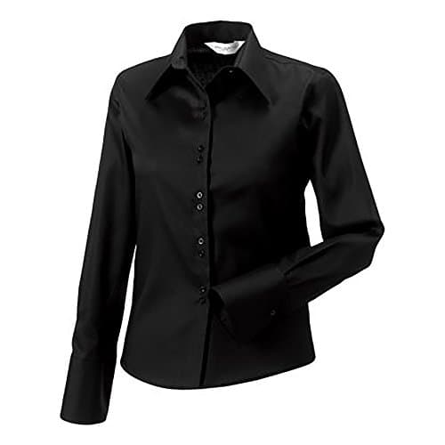 Image of Russell Collection Ladies/Womens Long Sleeve Ultimate Non-Iron Shirt (XS) (Black)