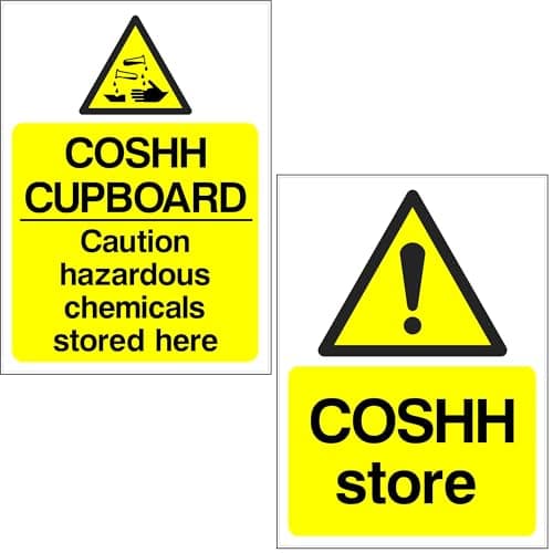 Image of COSHH Sign Cupboard Store, 2x pack 200mm x 150mm – Health and Safety, Self-Adhesive Vinyl Signs, Waterproof Decals, Indoor Outdoor, Made in UK by Printkings.