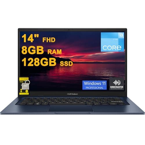 Image of ASUS VivoBook 14 Business Laptop 14" FHD Anti-Glare Intel 6-core i3-1215U 8GB DDR4 128GB SSD Type-C Privacy Camera SonicMaster Fast Charging Win11Pro ICP Hub
