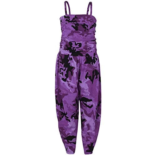 Image of A2Z 4 Kids Girls Jumpsuit Kids Plain Color Trendy Playsuit - Plain Jumpsuit Camo Purple 9-10
