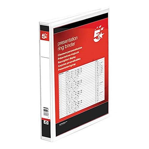 Image of 5 Star A4 Ring Binder Presentation Folder 2 D-Ring 25mm White (Pack of 10)