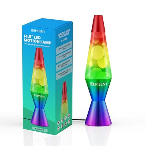Image of EPISENT 14.5” Rainbow Retro Liquid Motion Mood Lamp – Calming Wax Flow Night Light with UK Plug, Ambient Home & Bedroom Decor –Perfect Gifts for Teens & Adults