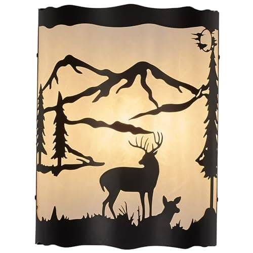 Image of Monaxon Rustic Deer Sconce Wall Lamp with Shade – E26 Base, Large Modern Farmhouse Wall Light for Bedroom, Living Room, Hallway, Stairway, Headboard, Porch-13 H*10 W*5 D（in）