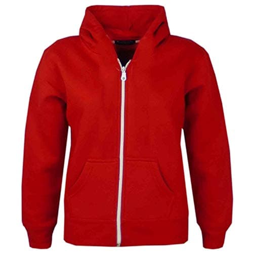 Image of A2Z 4 Kids Plain Full Zip Hoodie for Girls & Boys Long Sleeve - Zipper Red 11-12