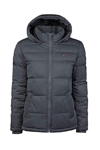 Image of Tommy Hilfiger Men's Hooded Puffer Jacket Down Outerwear Coat, Heather Navy, L