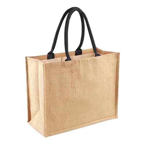 Image of Westford Mill W407 Jute Classic Shopper - Natural/Black