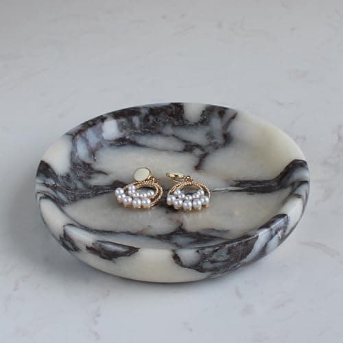 Image of Nawgnail Calacatta Viola Marble Jewelry Dish 14cm, Trinket Dish for Ring Earring, Gift for Woman Daugther