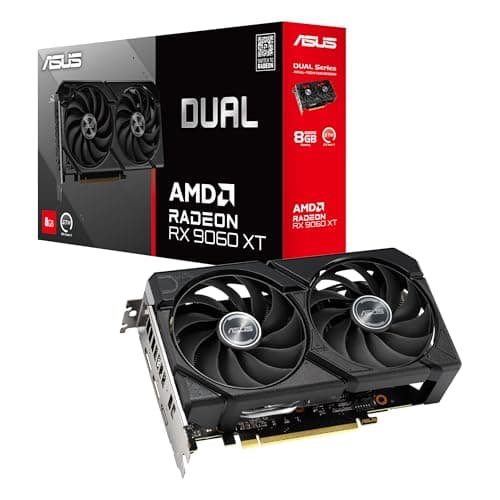 Image of ASUS Dual Radeon™ RX 9060 XT 8GB GDDR6 Graphics Card (PCIe 5.0, HDMI 2.1b, DisplayPort 2.1a, 2.5-Slot Design, Axial Technology Fan Design, 0dB Technology and More)