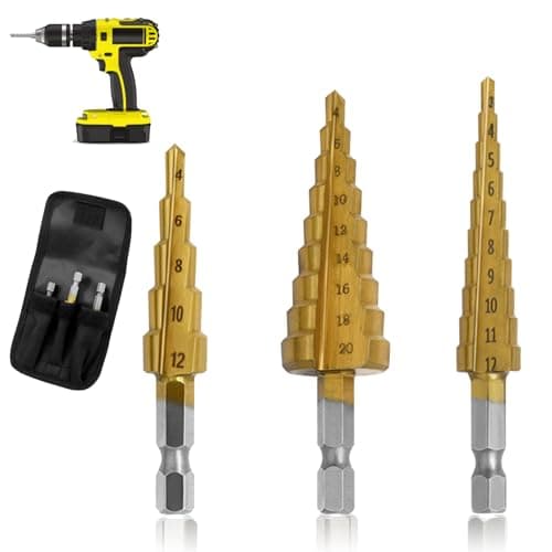 Image of 3Pcs HSS Spiral Step Drill Bit, High Speed Steel Step Drill Bits Set for Metal, Cone Cutter for Wood Stainless Steel Iron Plate Metal Plastic Aluminum PVC Board Sheet (4-20mm, 4-12mm, 3-12mm)